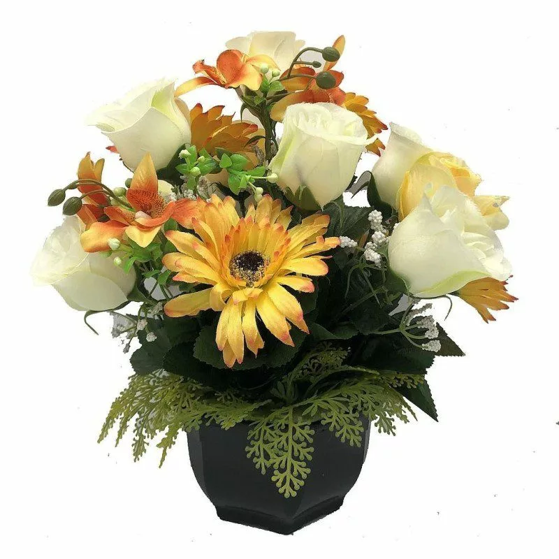 Composition de Fleurs Artificielles Lestée – Brest ORANGE