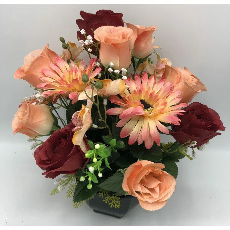 Composition de Fleurs Artificielles Lestée – Brest ROUGE