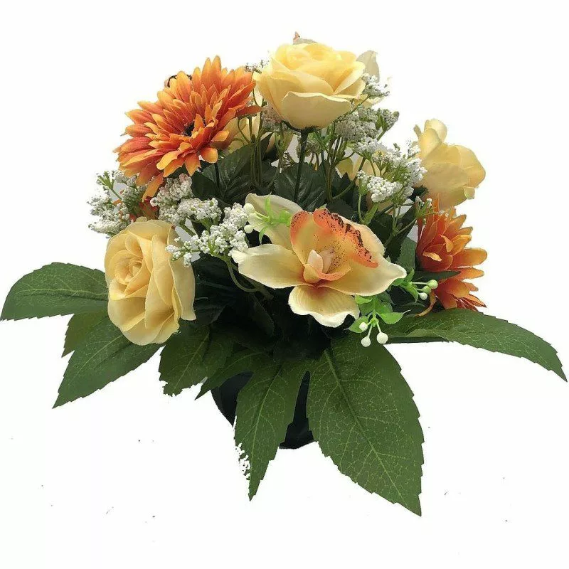 Composition de Fleurs Artificielles Lestée –Chambery ORANGE